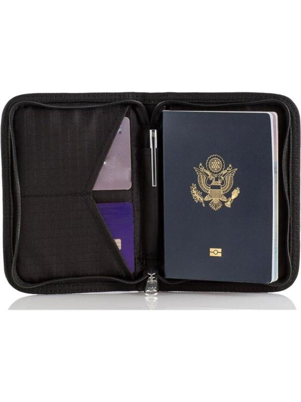 RFID Passport Holder Travel Wallet Organizer Zip Case for Cards Cash ID
